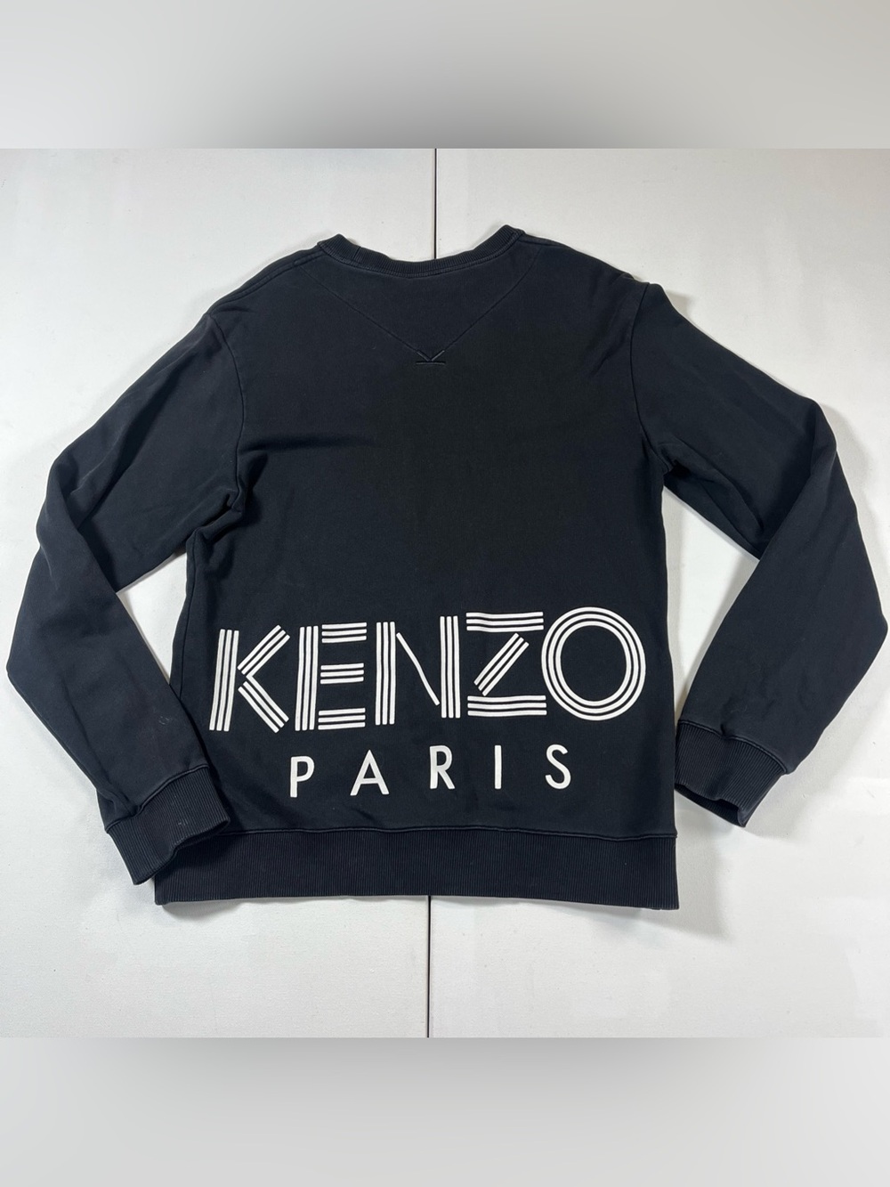 Kenzo Paris Big Logo Sweatshirt Crewneck Black White Size Small